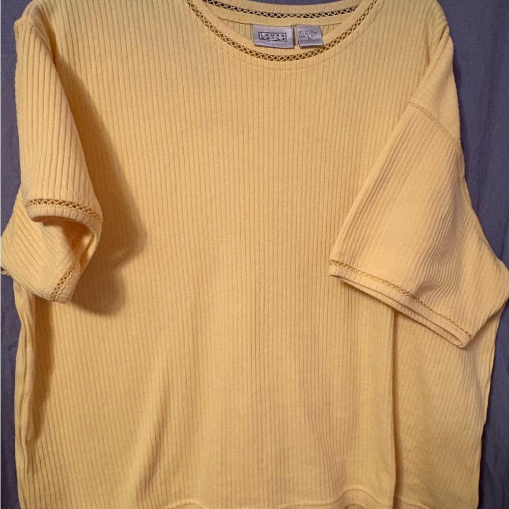 Laura Gayle Yellow Ribbed Top
